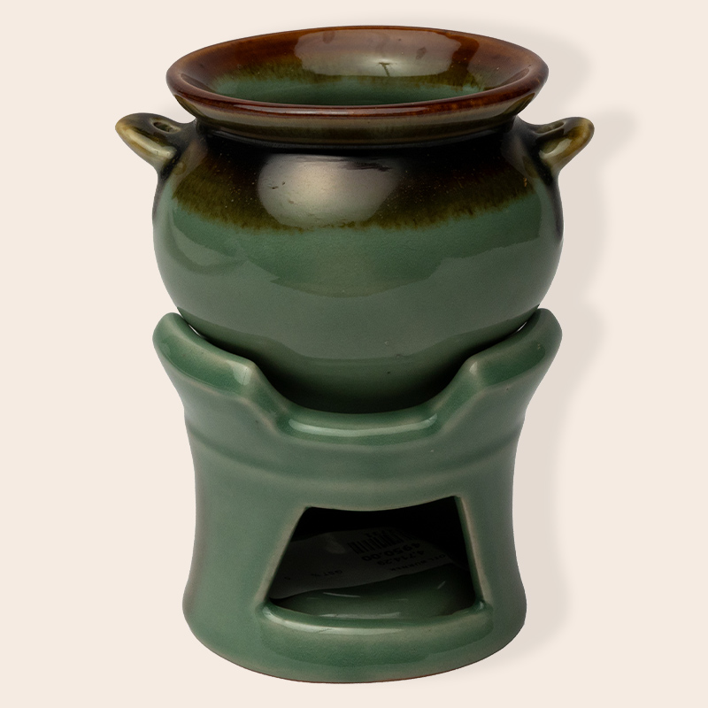 Ceramic Aroma Oil Burner – Brown Green 01