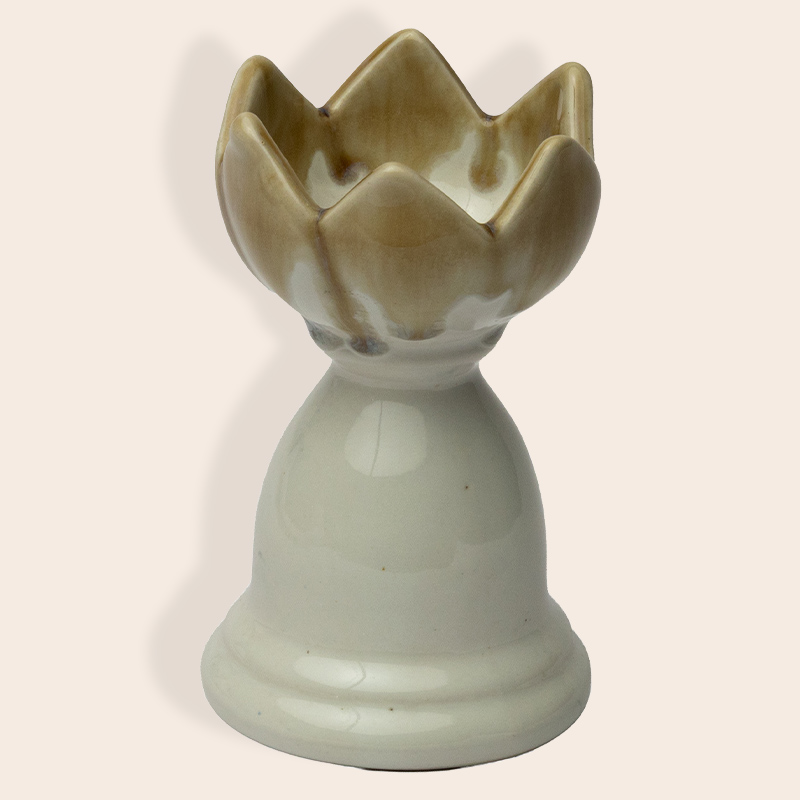 Ceramic Candle Holder – Beige Small