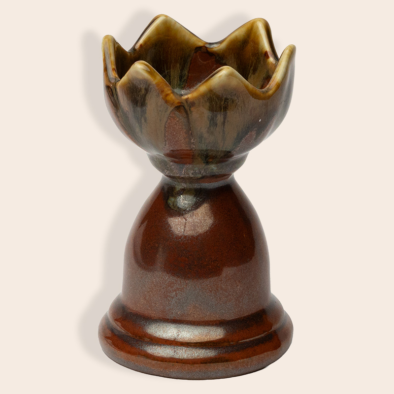Ceramic Candle Holder – Brown Small