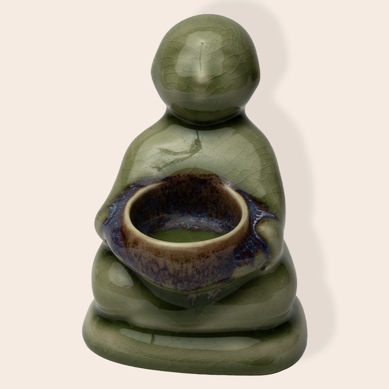 Ceramic Candle Holder – Green Medium 01