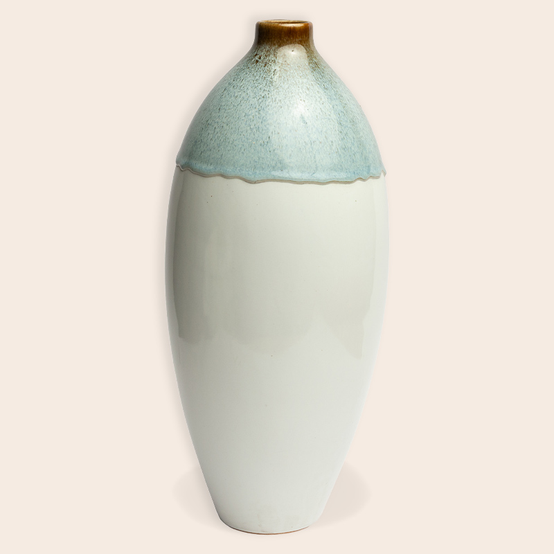 Ceramic Decorative Vase - White Sky Blue Tall