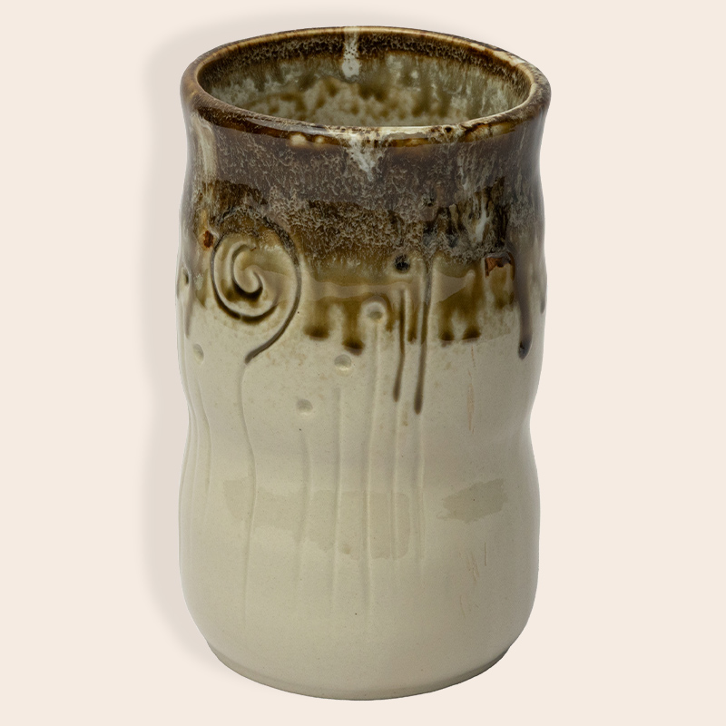 Ceramic Decorative Vase – Beige Brown Compact