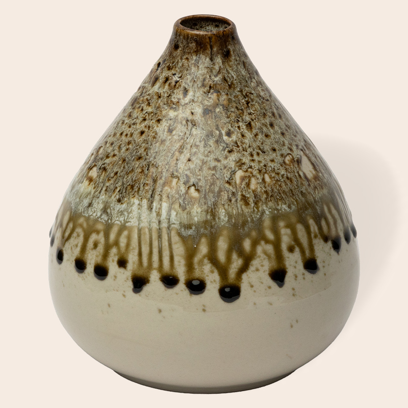 Ceramic Decorative Vase – Beige Brown Short