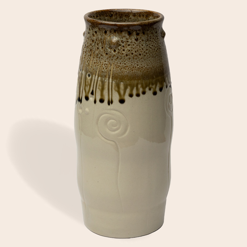 Ceramic Decorative Vase – Beige Brown Slim