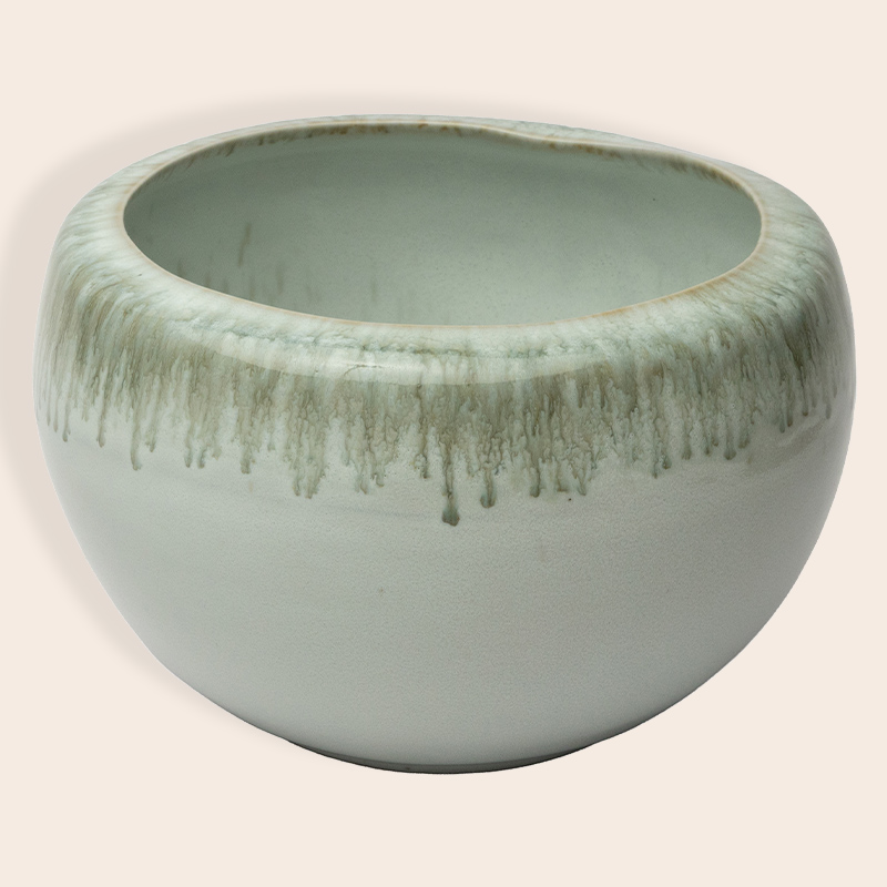 Ceramic Decorative Vase – Beige Wide Low