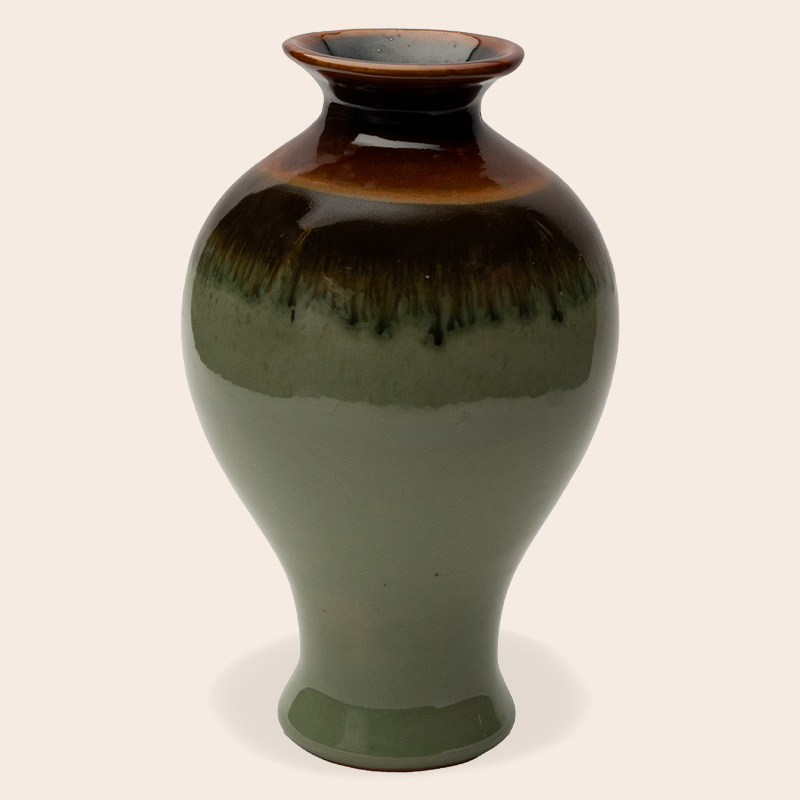 Ceramic Decorative Vase – Brown Green Medium