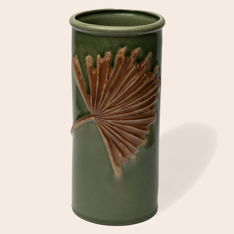 Ceramic Decorative Vase – Brown Green Slim Tall