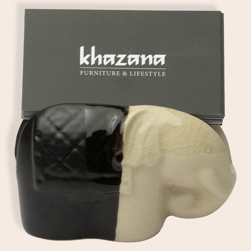 Ceramic Elephant Card Holder – Beige Brown 01
