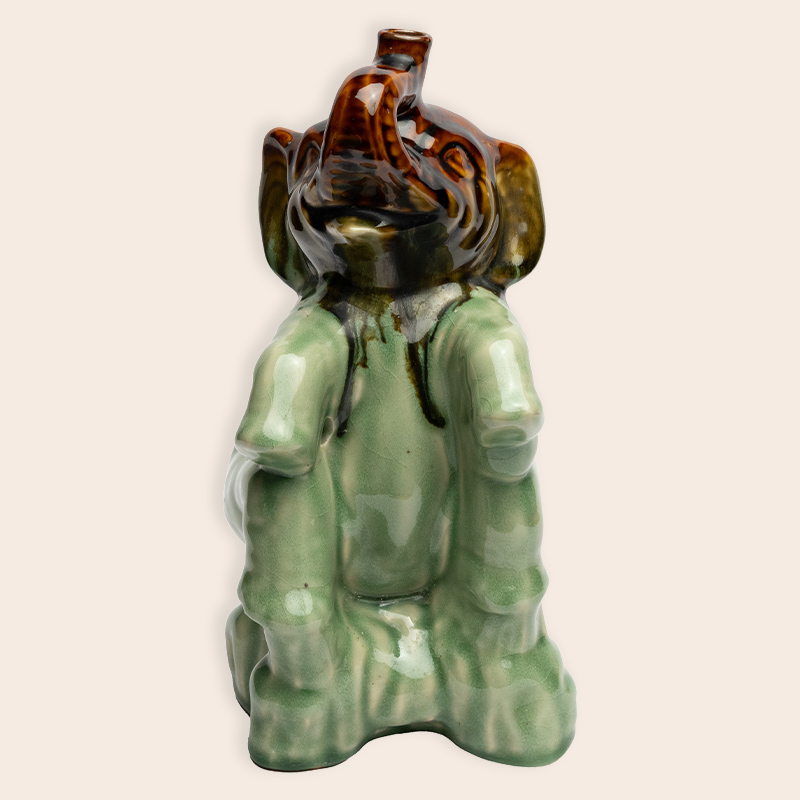Ceramic Elephant Figurine – Brown Green 01