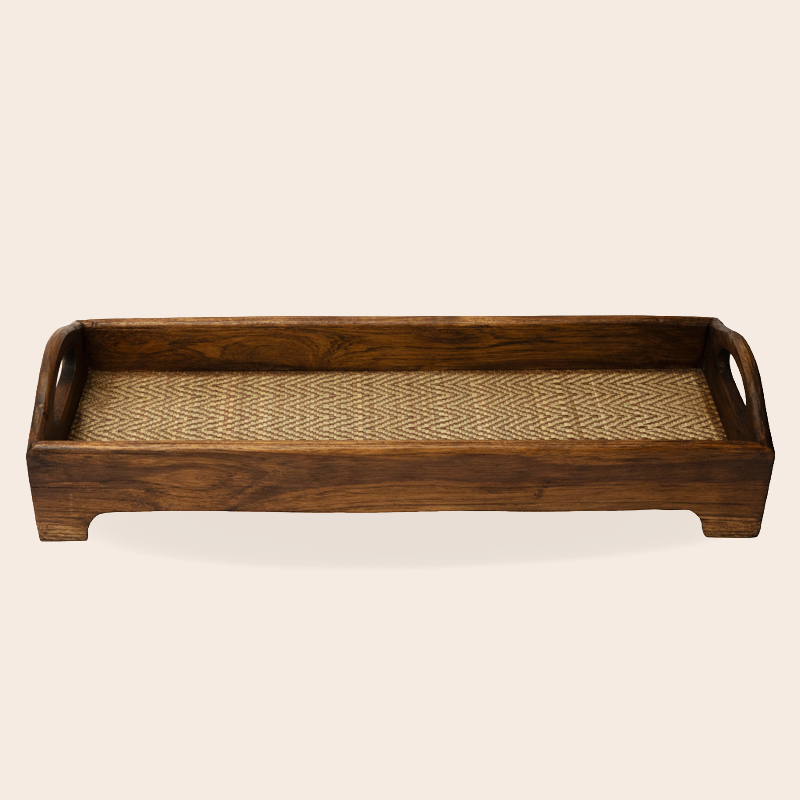 Walnut Wood Serving Tray with Handles – Large