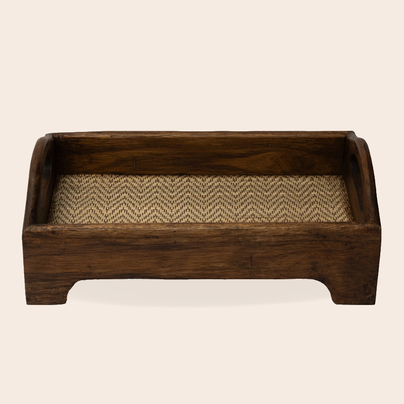 Walnut Wood Serving Tray with Handles – Small