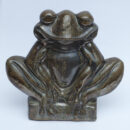 Ceramic Graphite Green Frog Figurine