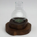 Wood & Glass Walnut Wood Candle Holder