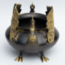 Brass Peacock Urli Bowl - Gold Black Decorative Floating Diya Plate for Pooja Room