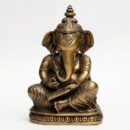 Brass Ganesha Idol on Decorative Base – Gold Finish Hindu God Statue for Home Temple