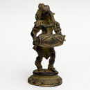Brass Dholak Playing Ganesha Idol - Antique Green Finish Musical Ganesh Figurine for Gifting & Décor