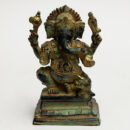 Brass Sitting Ganesha Idol – Antique Finish Medium Ganesh Statue for Mandir & Home Décor