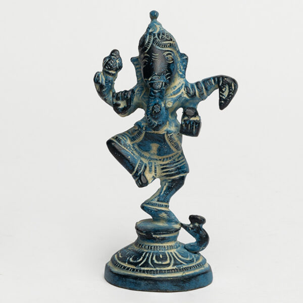 Brass Blue Dancing Ganesha