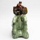 Ceramic Elephant Figurine - Brown Green Handcrafted Decorative Elephant Statue for Home Décor