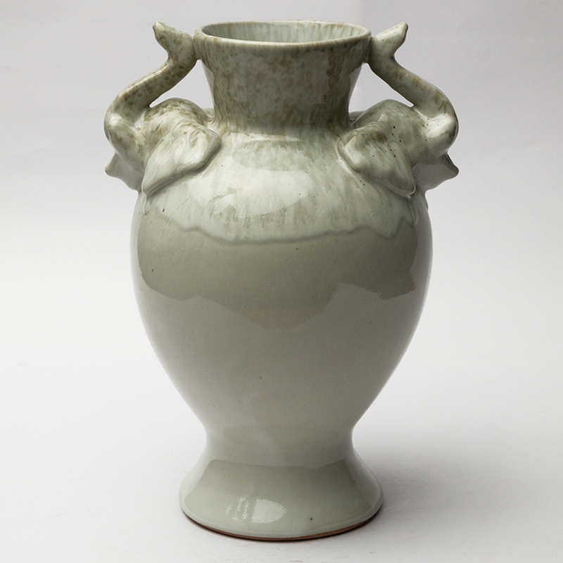 Ceramic Decorative Vase - Beige Handcrafted Artisan Flower Vase for Living Room & Gifting