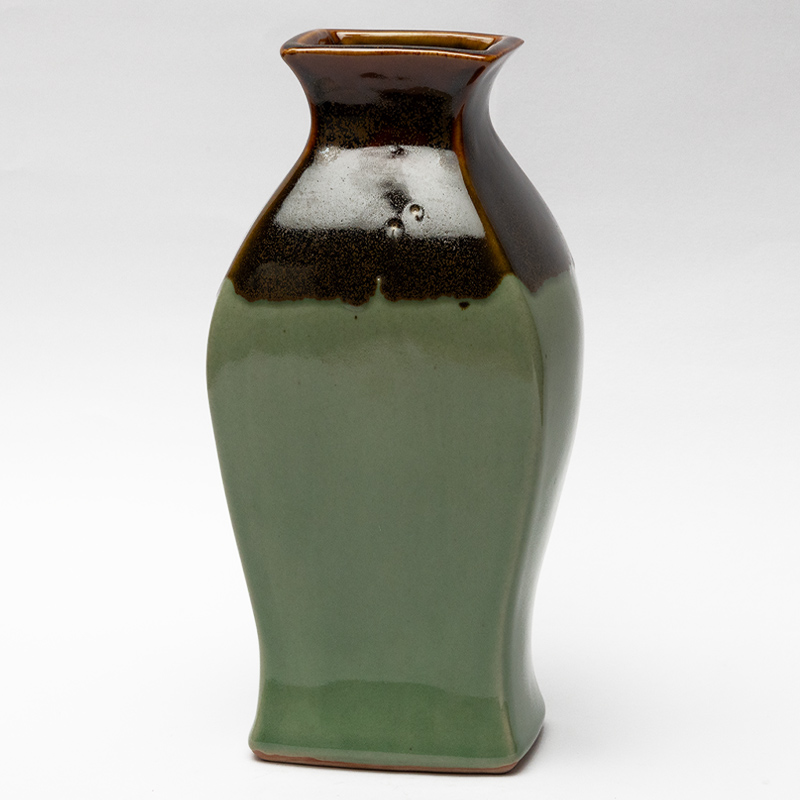 Ceramic Decorative Vase – Brown Green Medium Handcrafted Flower Vase for Home Styling