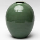 Ceramic Decorative Vase - Green Wide Handcrafted Flower Vase for Living Room & Home Décor