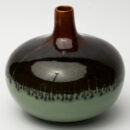 Ceramic Decorative Vase - Brown Green Wide Handcrafted Flower Vase for Home & Table Styling