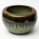 Ceramic Decorative Vase - Brown Green Wide Low Handcrafted Bowl Vase for Home Styling