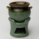 Ceramic Aroma Oil Burner – Brown Green Handcrafted Fragrance Diffuser for Home Wellness Décor
