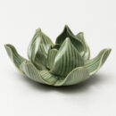 Ceramic Incense Holder - Green Handcrafted Round Agarbatti Stand for Pooja Room & Home