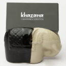 Ceramic Elephant Card Holder - Beige Brown Handcrafted Desk Organiser for Home & Office