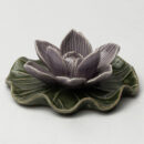 Ceramic Incense Holder - Purple Green Handcrafted Agarbatti Dish for Pooja & Gifting