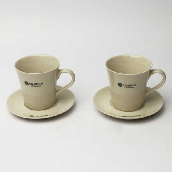 Ceramic Coffee Set - Beige Handcrafted Cup & Saucer Set for Dining & Home Gifting