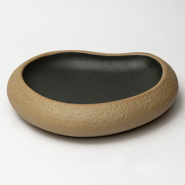 Ceramic Decorative Plate - Beige Brown Handcrafted Oval Display Plate for Neutral Interiors