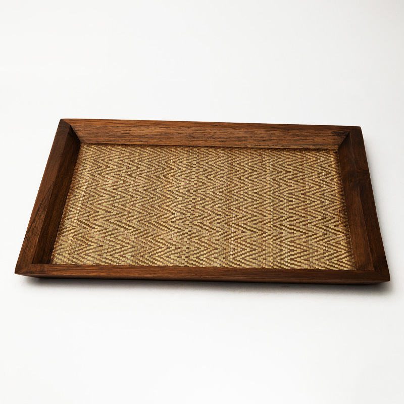 Walnut Wood Serving Tray - Medium Narrow Handcrafted Wooden Tray for Kitchen & Dining