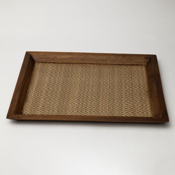 Walnut Wood Serving Tray - Medium Handcrafted Wooden Flat Tray for Home & Dining