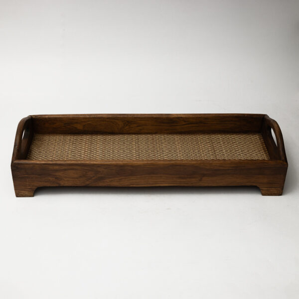 Walnut Wood Serving Tray with Handles - Large Handcrafted Wooden Butler Tray for Home