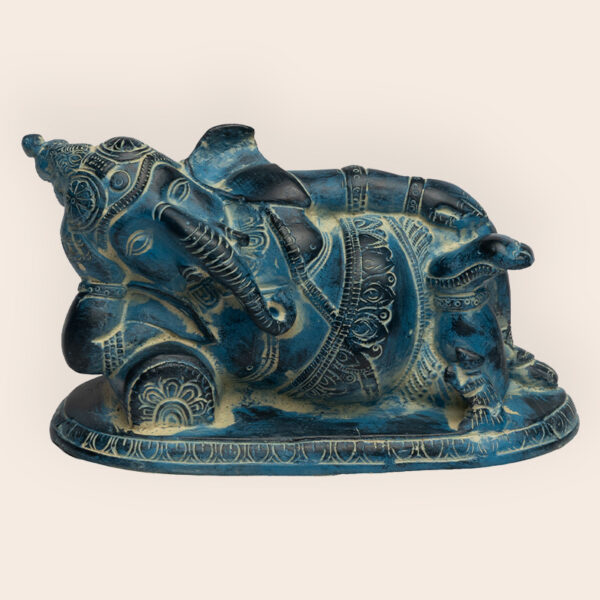 Brass Blue Reclining Ganesha Big