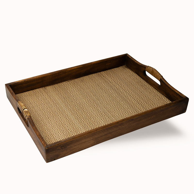 Walnut Wood Serving Tray - Large Handcrafted Flat Wooden Tray for Dining & Home Décor