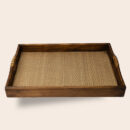 Walnut Wood Tall Serving Tray - Large Handcrafted Deep Wooden Tray for Kitchen & Home