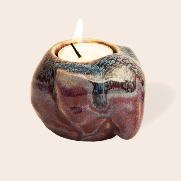 Ceramic Purple Elephant Candle Holder