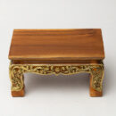 Walnut Gold Wooden Side Table - Small Handcrafted Accent End Table for Living Room Décor