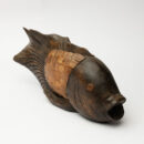 Wooden Fighting Fish Sculpture - Brown Handcrafted Koi Fish Wall Art for Home Décor