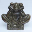 Ceramic Graphite Green Frog Figurine