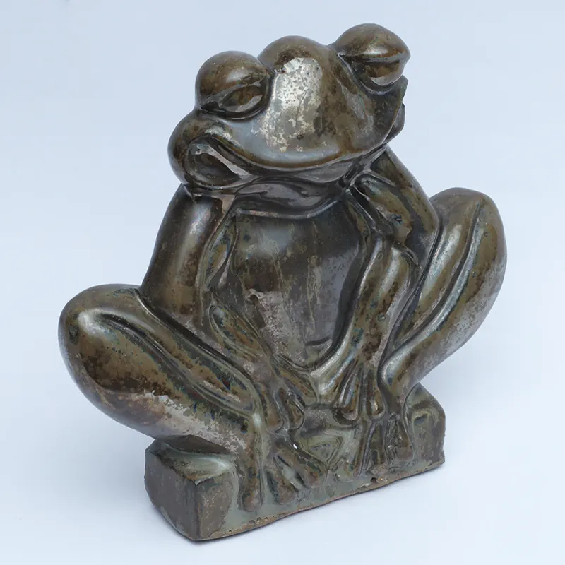 Ceramic Graphite Green Frog Figurine - Image 2