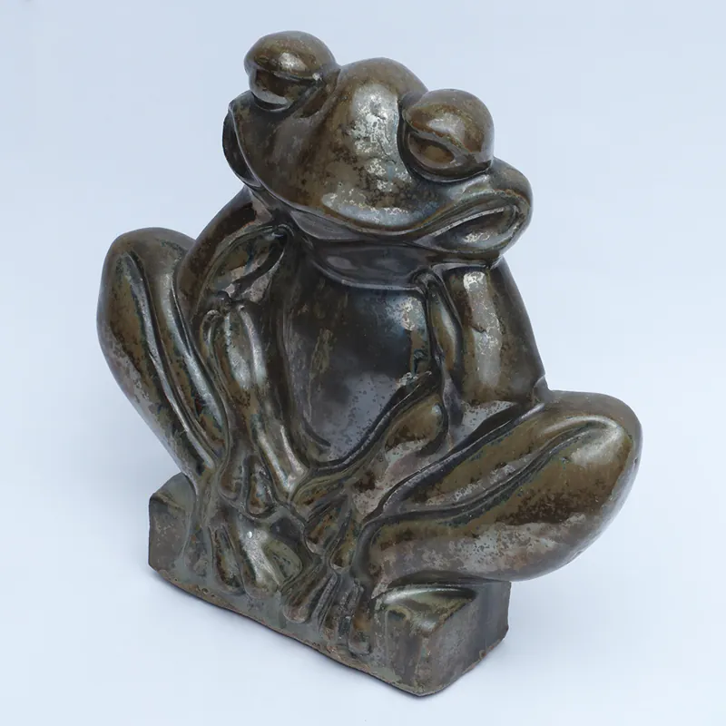 Ceramic Graphite Green Frog Figurine - Image 3