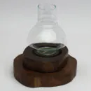 Wood & Glass Walnut Wood Candle Holder