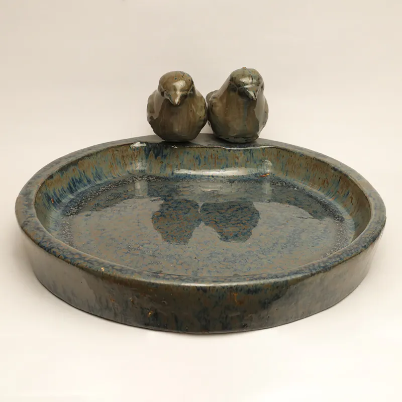 Ceramic Gold & Black Bird Bath Plate I