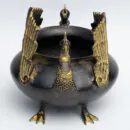 Brass Peacock Urli Bowl - Gold Black Decorative Floating Diya Plate for Pooja Room