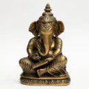 Brass Ganesha Idol on Decorative Base – Gold Finish Hindu God Statue for Home Temple